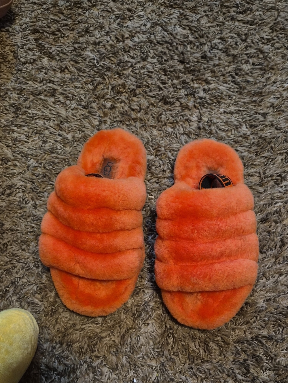 Ugg Plush Orange Shearling Slide Slippers for Girls